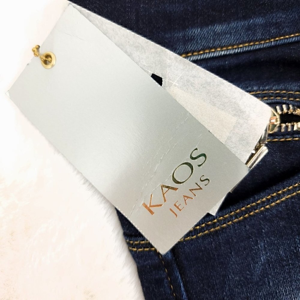Kaos Italian NWT Women's 25 Straight Blue Jeans HIJBL027 RN# 145736 Flexible - Picture 3 of 16